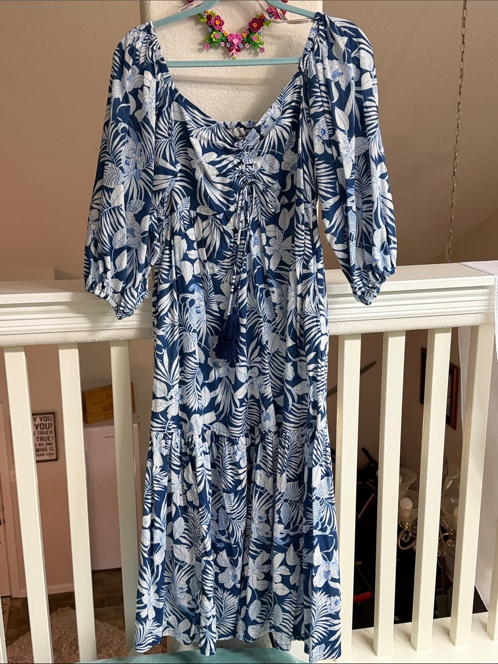 Tommy Bahama Navy and White Floral Maxi Dress